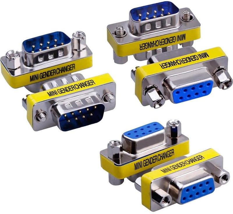 igeekwell 6-Pack 9Pin RS232 Serial Cable DB9 Male to Male/Female to Female Mini Gender Changer Adapter Coupler Connector - Image 1